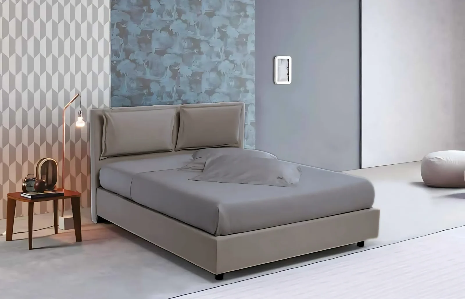 Letto Matrimoniale Parigi Microfibra grigio