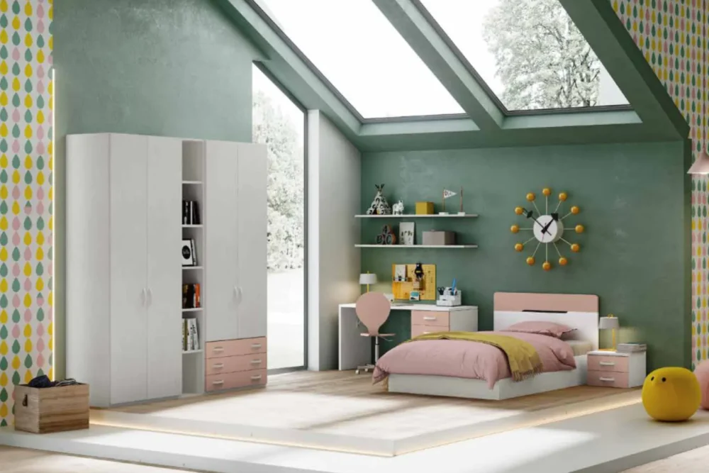 Cameretta Zen Bianco-rosa personalizzabile