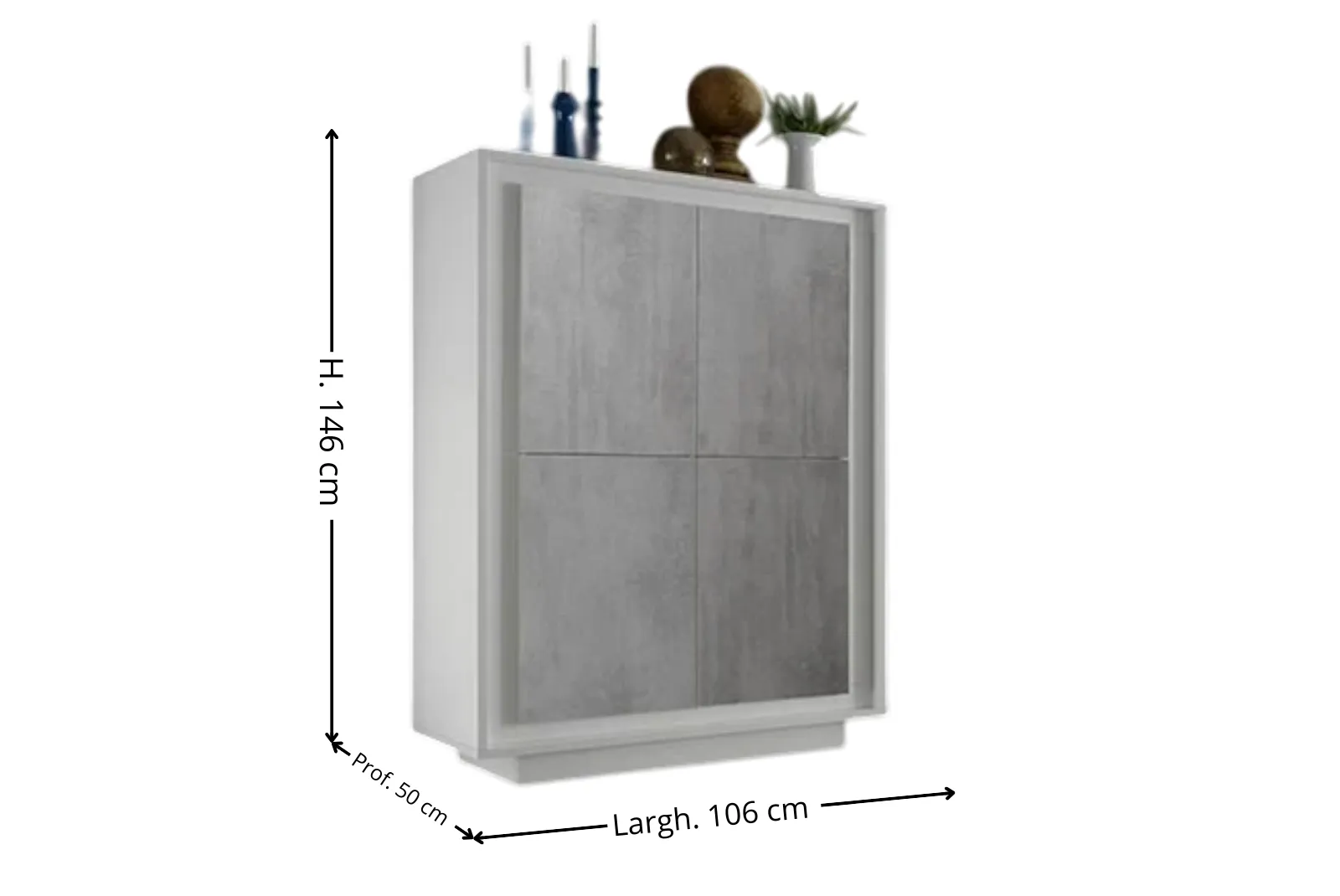 Dimensioni mobile 4ASala Sky cemento Pronta consegna