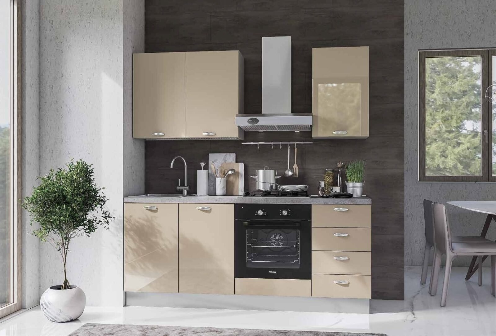 CUCINA MOD.MONO GLAM L.195 X H. 216