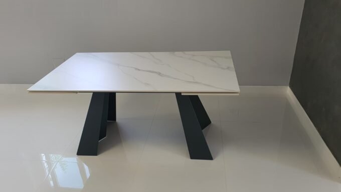 TAVOLO MODELLO ETNA 160X90 ALL 240X90 P.MARMO BIANCO pronta consegna