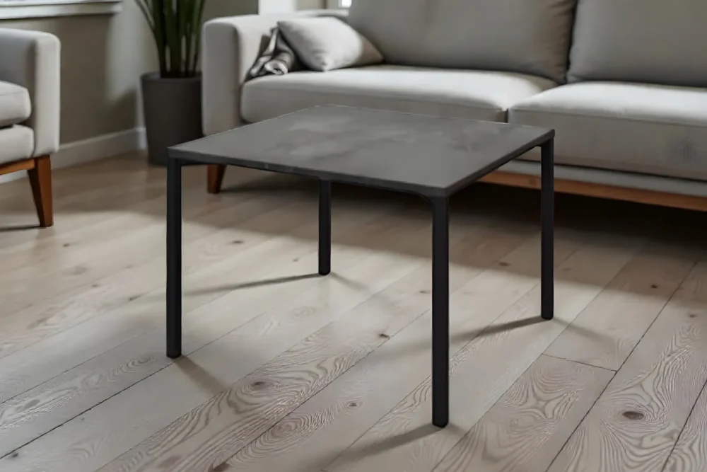 Art. 1791 - Tavolino quadrato struttura in metallo piano acciaio ossidato D