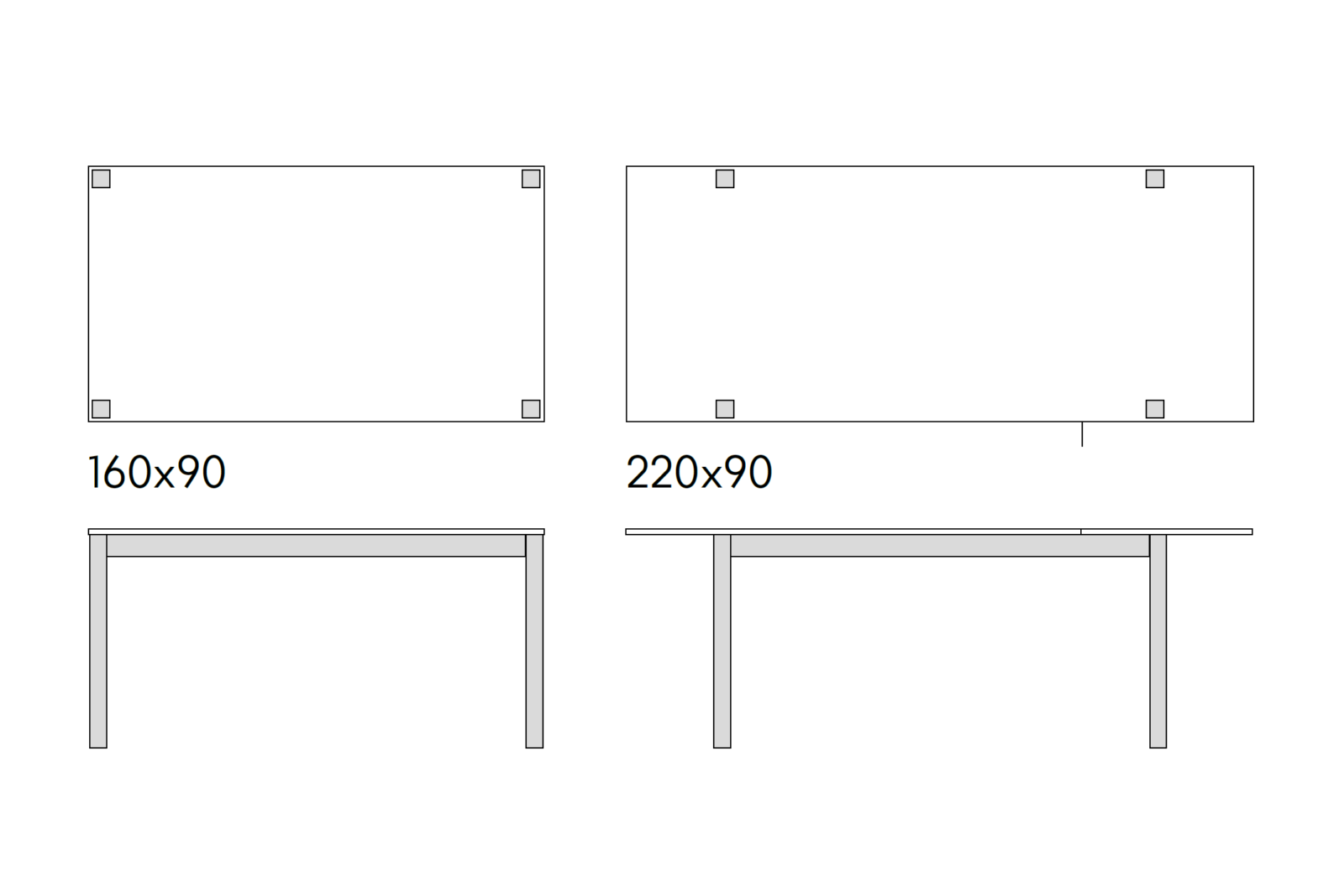 Tavolo allungabile 110x70 - Piano finitura Bianco Statuario