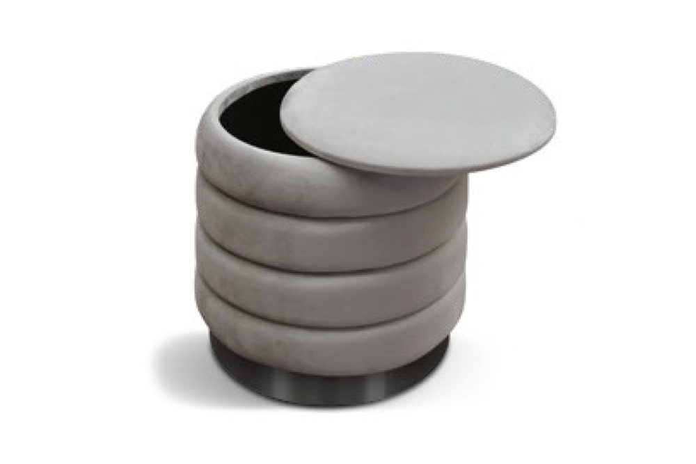 Pouf Contenitore Velluto Grigio