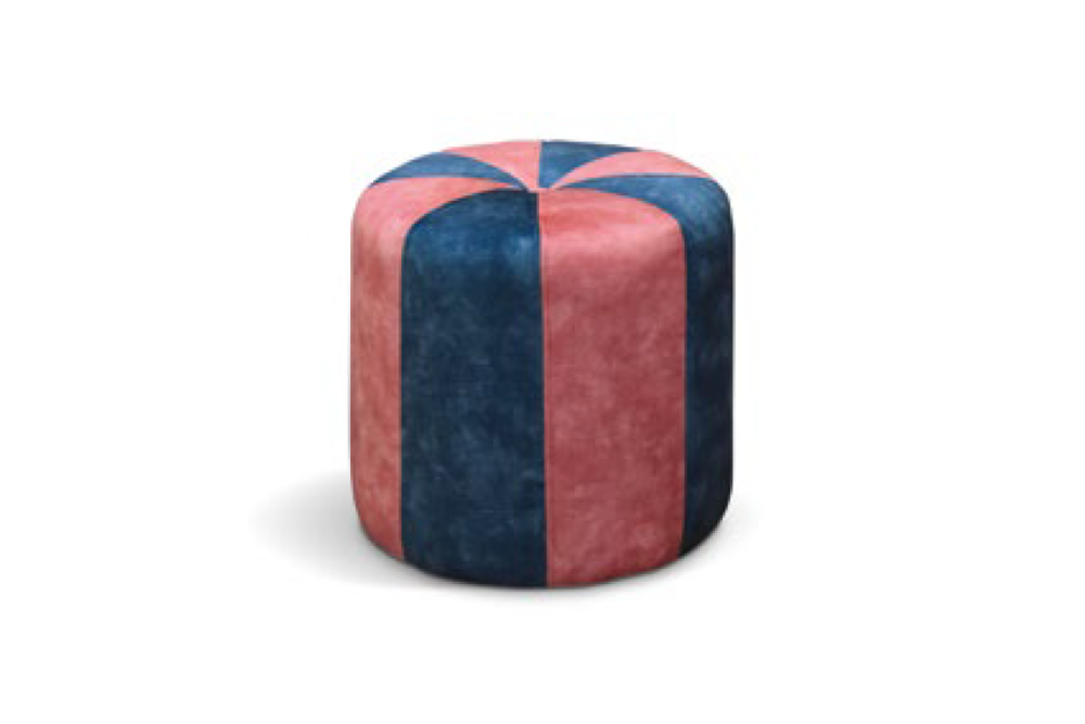 Pouf in velluto rosso e blu