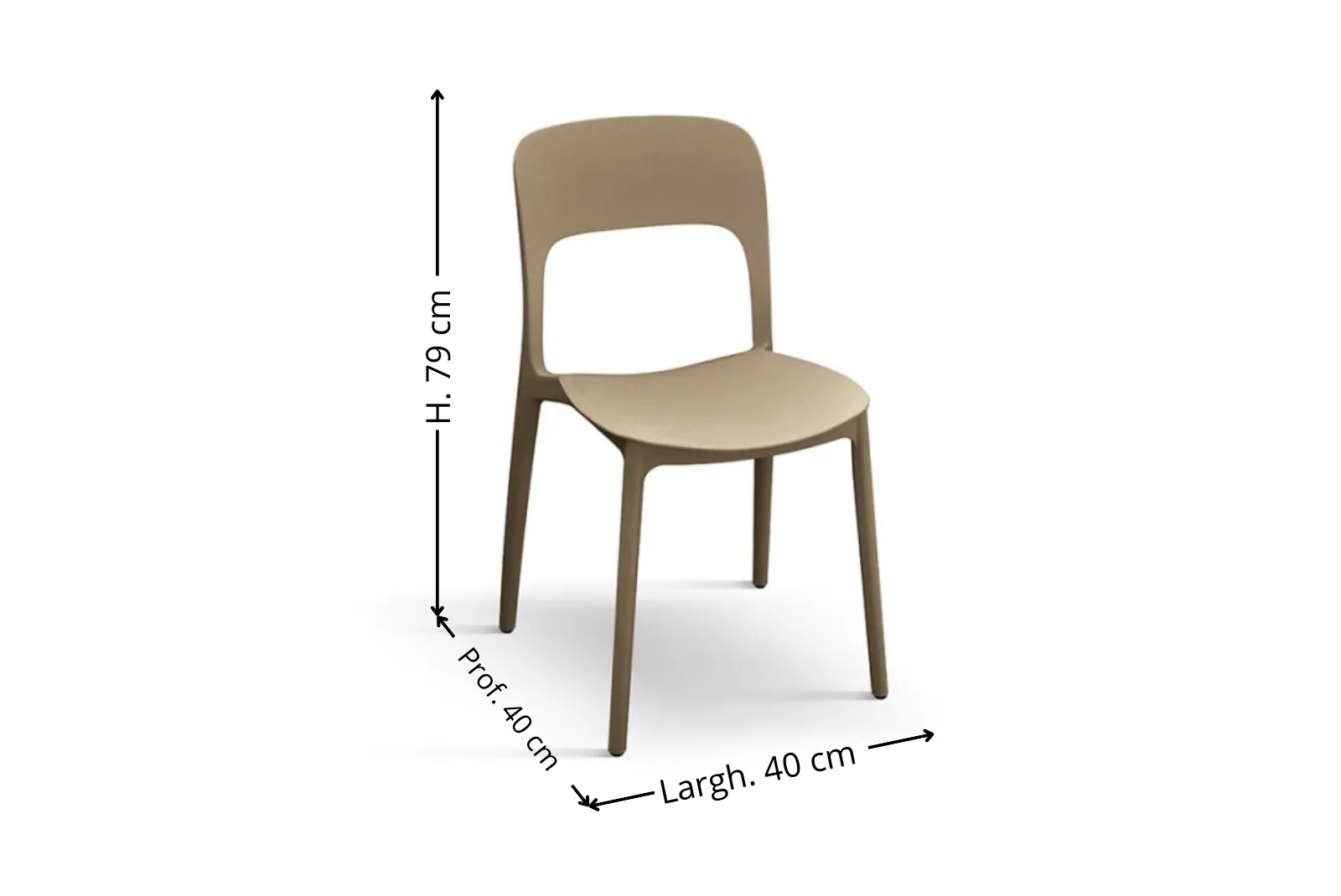 Dimensioni Sedia in polipropilene mod. tortora