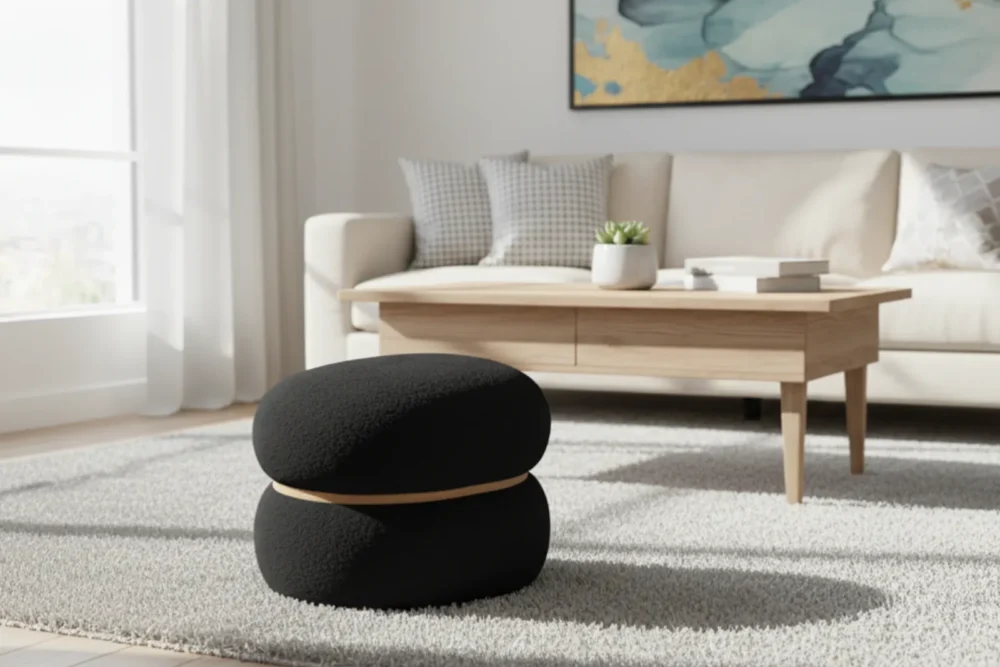 Pouf Pelliccia di Pecora Nero