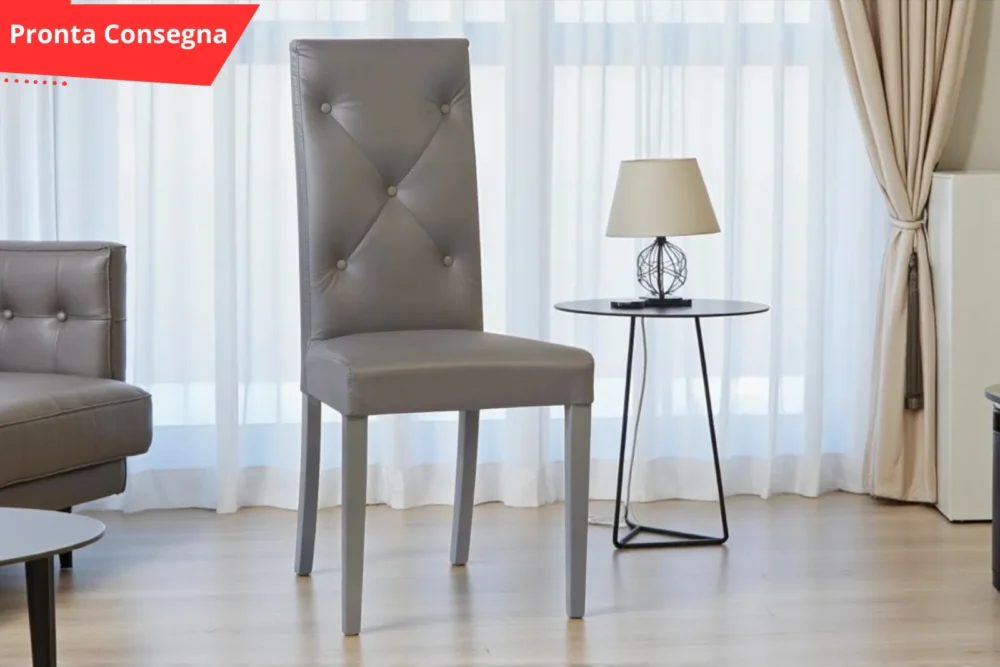 Sedie imbottite ecopelle grigio - Roma Pronta Consegna