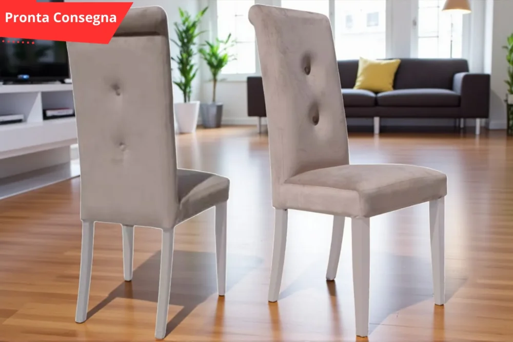 Sedie imbottite velluto tortora - Elena Pronta Consegna