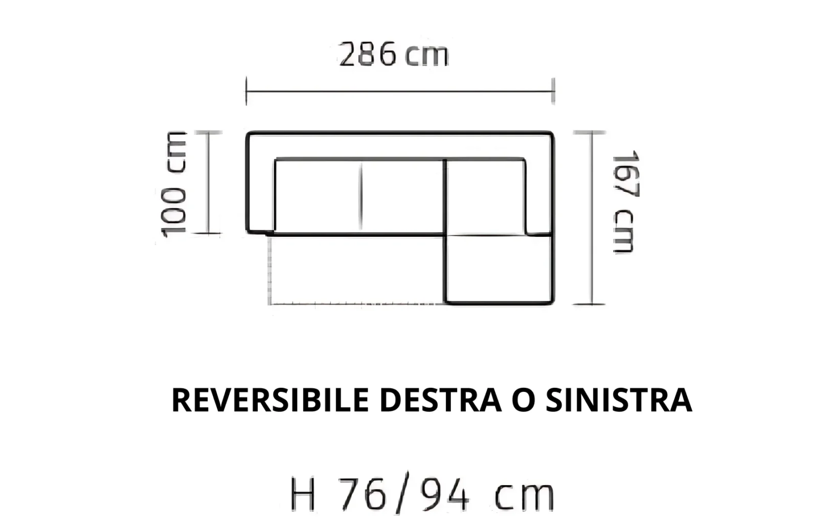 DIVANO LETTO CON CONTENITORE – Aron "Pronta Consegna" DIMENSIONI