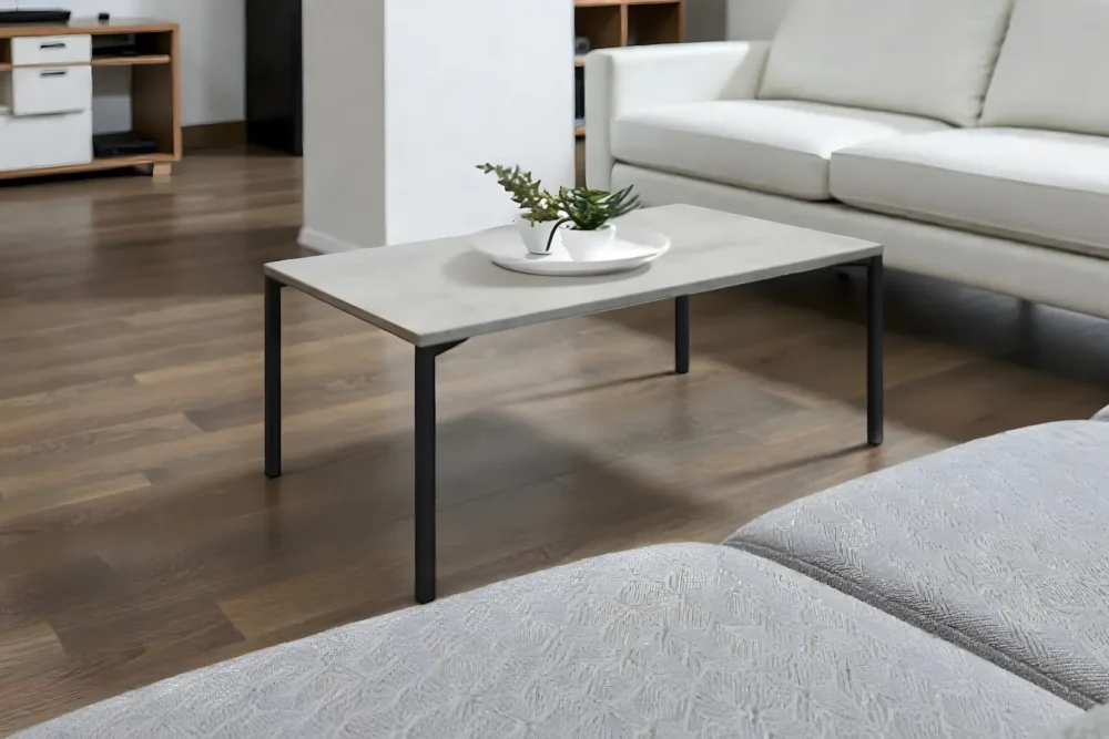 Art. 1821 - Tavolino rettangolare struttura in metallo piano grigio cemento - A