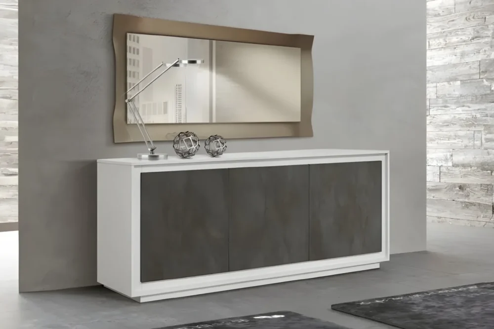 Specchiera rettangolare cornice in vetro specchio bronzo fumé