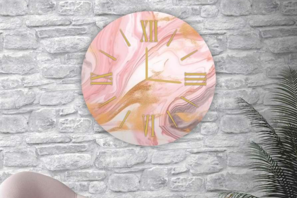 Orologio marble rosa - Stampa su vetro temperato