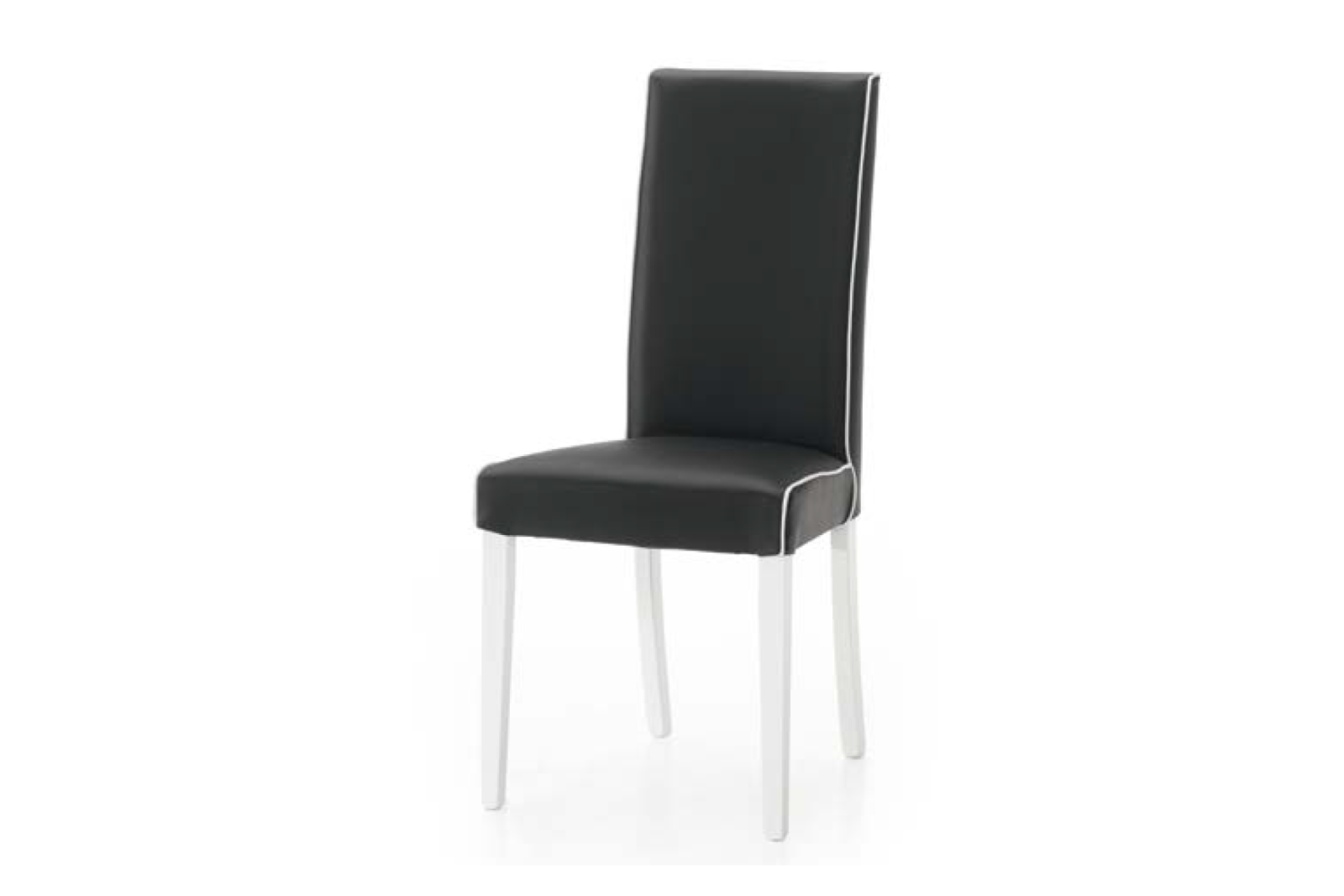Art. 6099A Sedia imbottita nera finta pelle filo bianco L 46 P 46 H 100