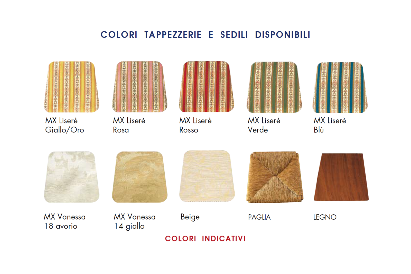 COLORI TAPPEZZERIE E SEDILI DISPONIBILI 1