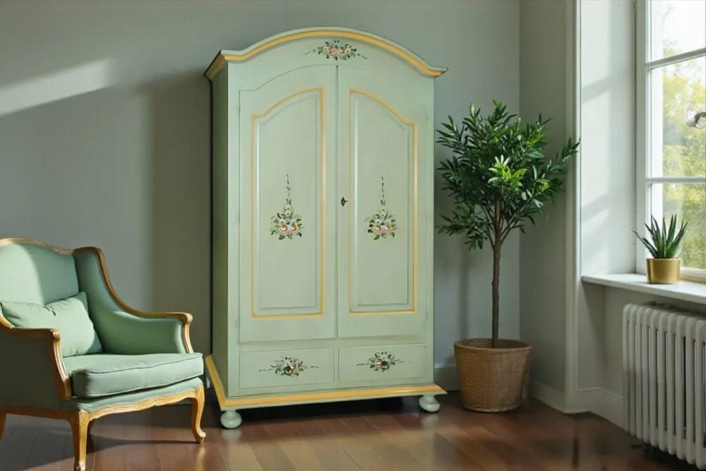 Armadio decorato Finitura verde patinato art.8006