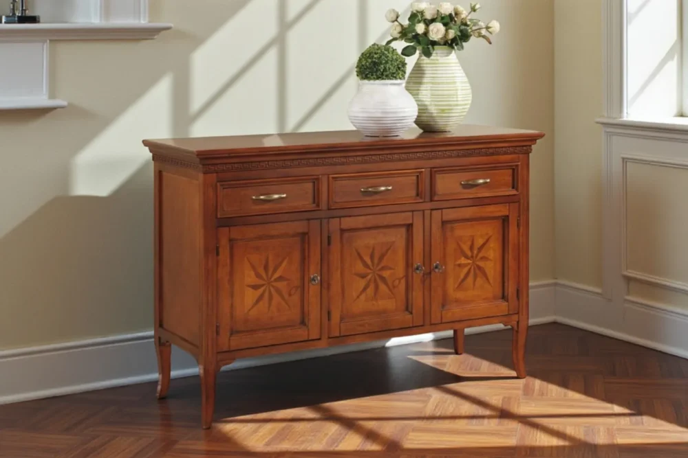 Art. 278 Credenzina 3 porte 3 cassetti intarsio stella