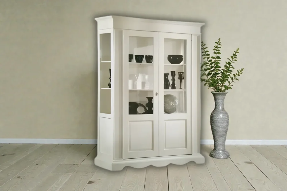 Art. 299 Vetrina 2 Ante in Laccato Bianco