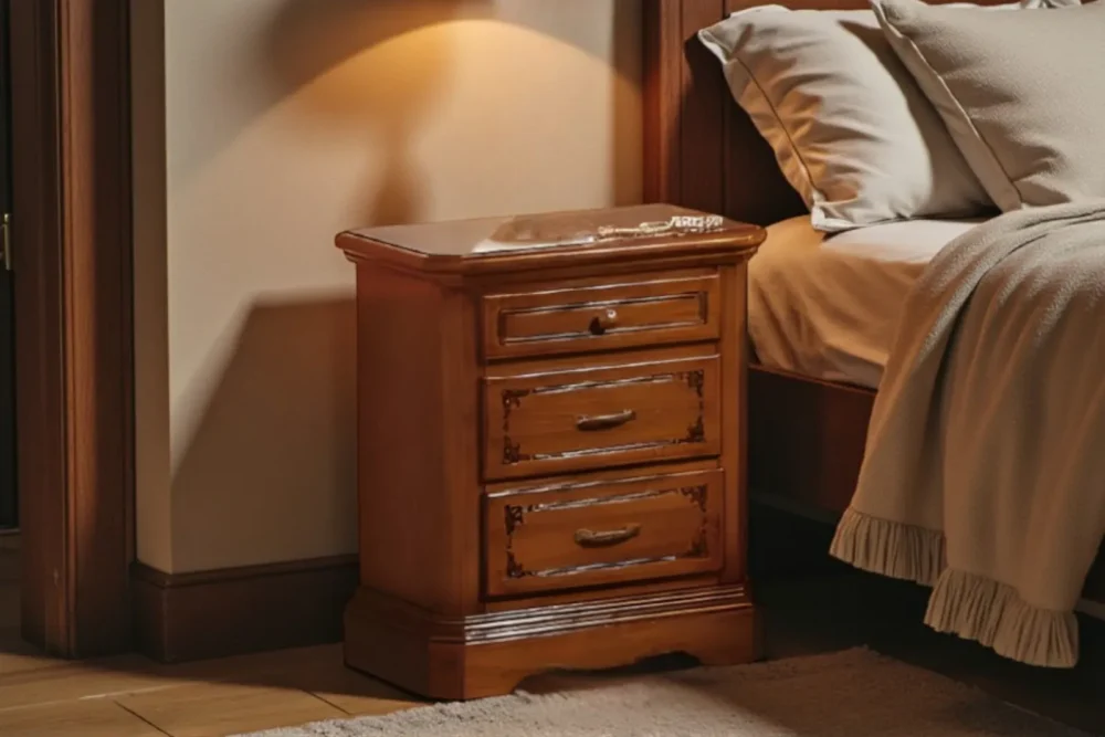 Art. 470 Comodino Intagliato 3 cassetti