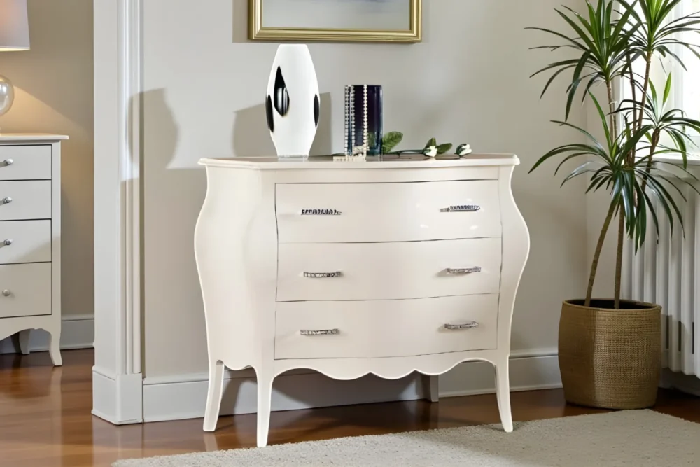 Comò bombato 3 cassetti Bianco brillante art404-m