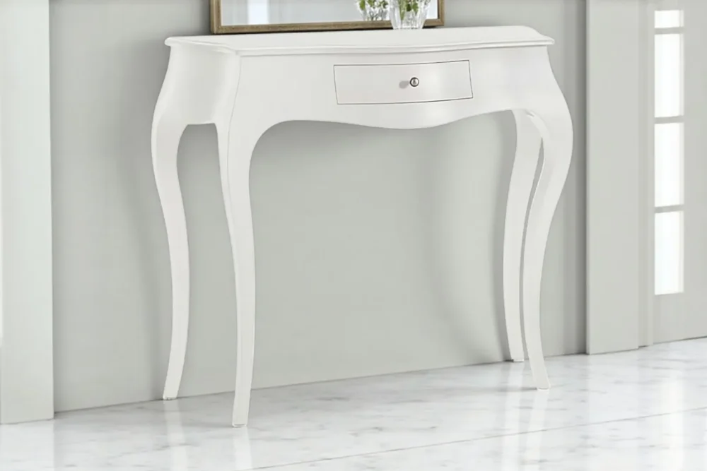 Consolle laccata bianca 1 cassetto L104xP38