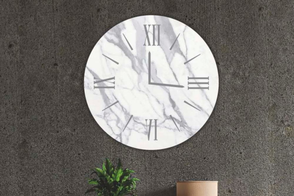 Orologio Marble bianco - Stampa su vetro temperato