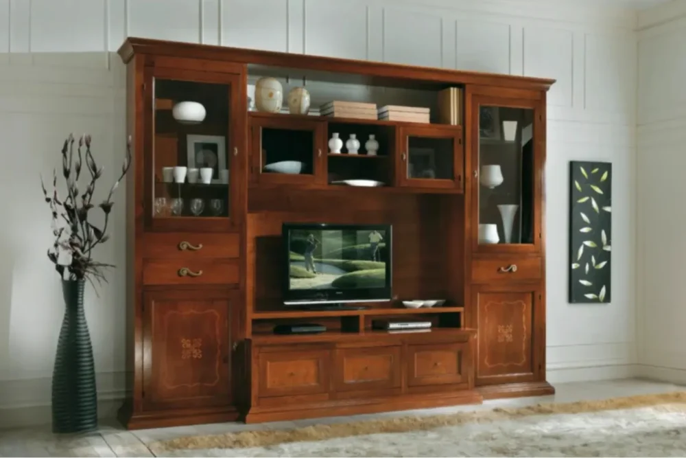 Parete Attrezzata - Finitura Bassano con ante intarsiate