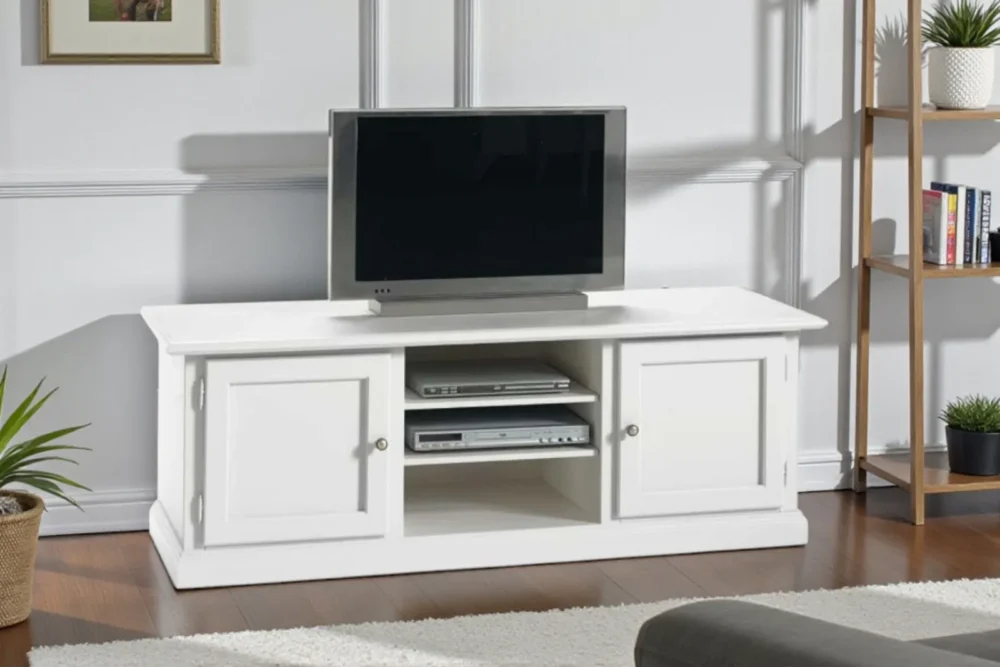Porta tv laccato bianco 2 porte Vano largh 48 altezza 44cm con 2 ripiani regolabili art.6056_A