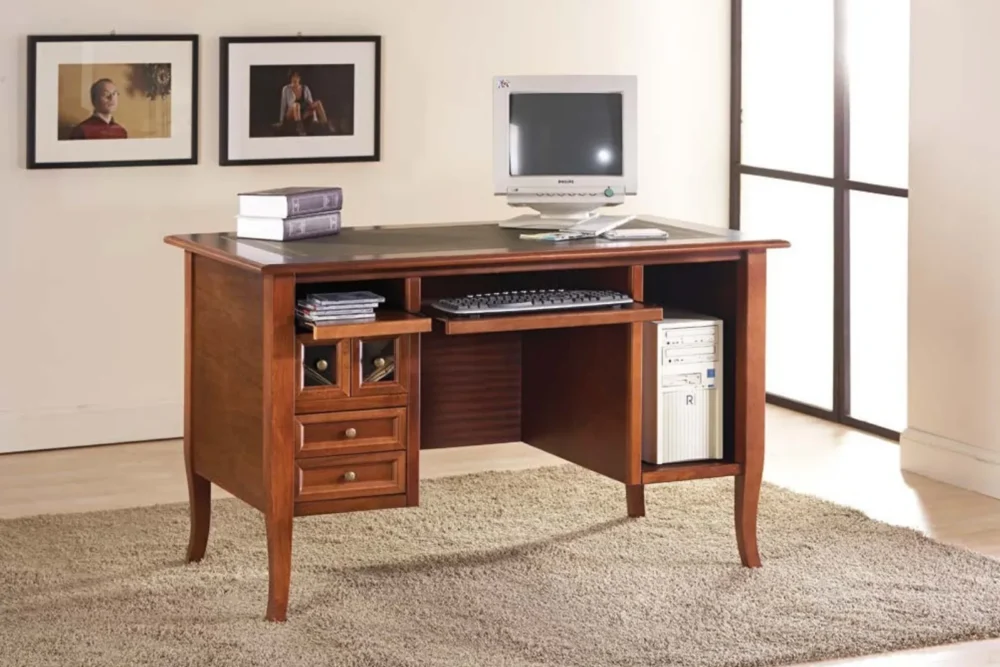 Scrittoio porta computer piano pelle cm L 130 P 74 H 83 art 516