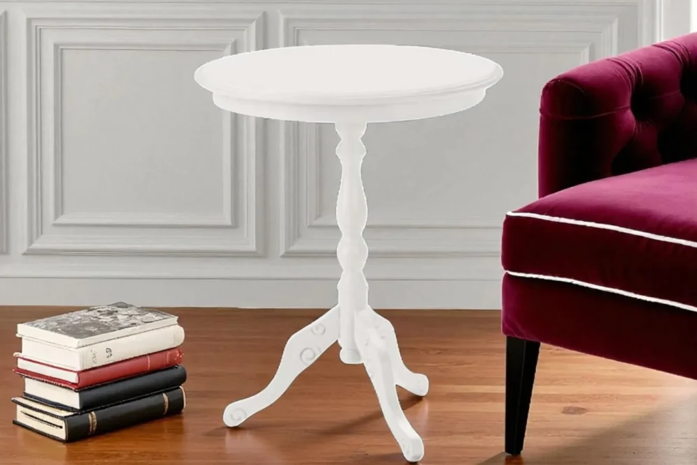 Tavolino rotondo laccato bianco Ø 50 H 60