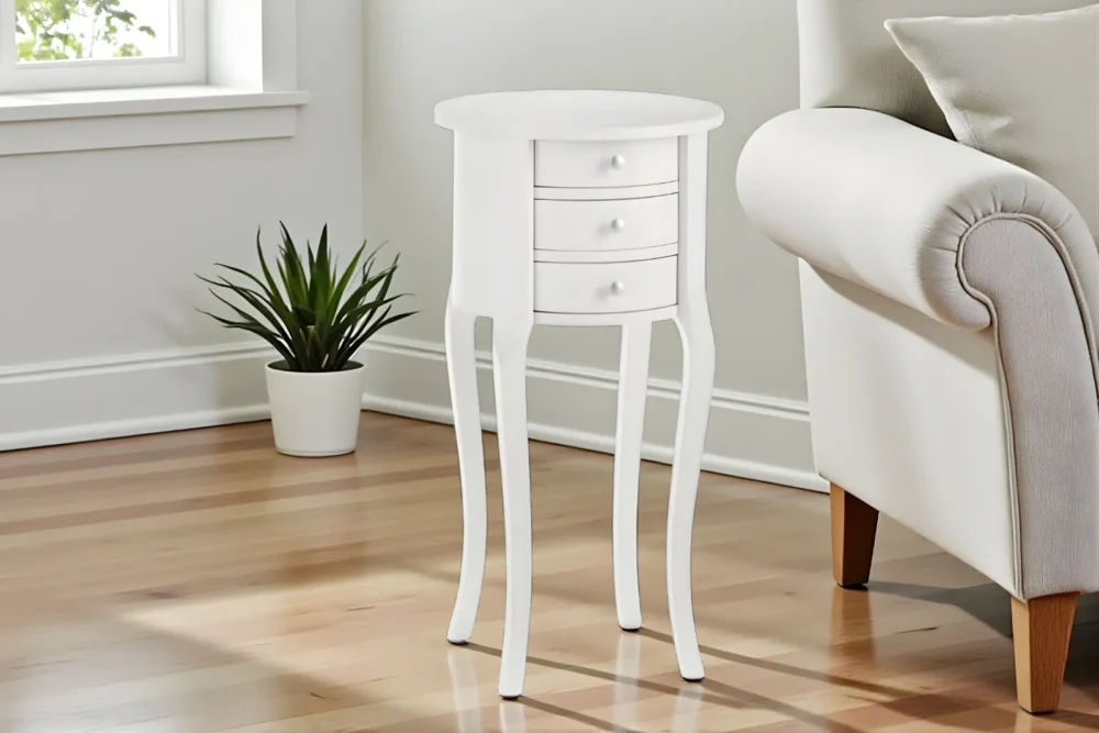 Tavolino rotondo laccato bianco art. 6108_A