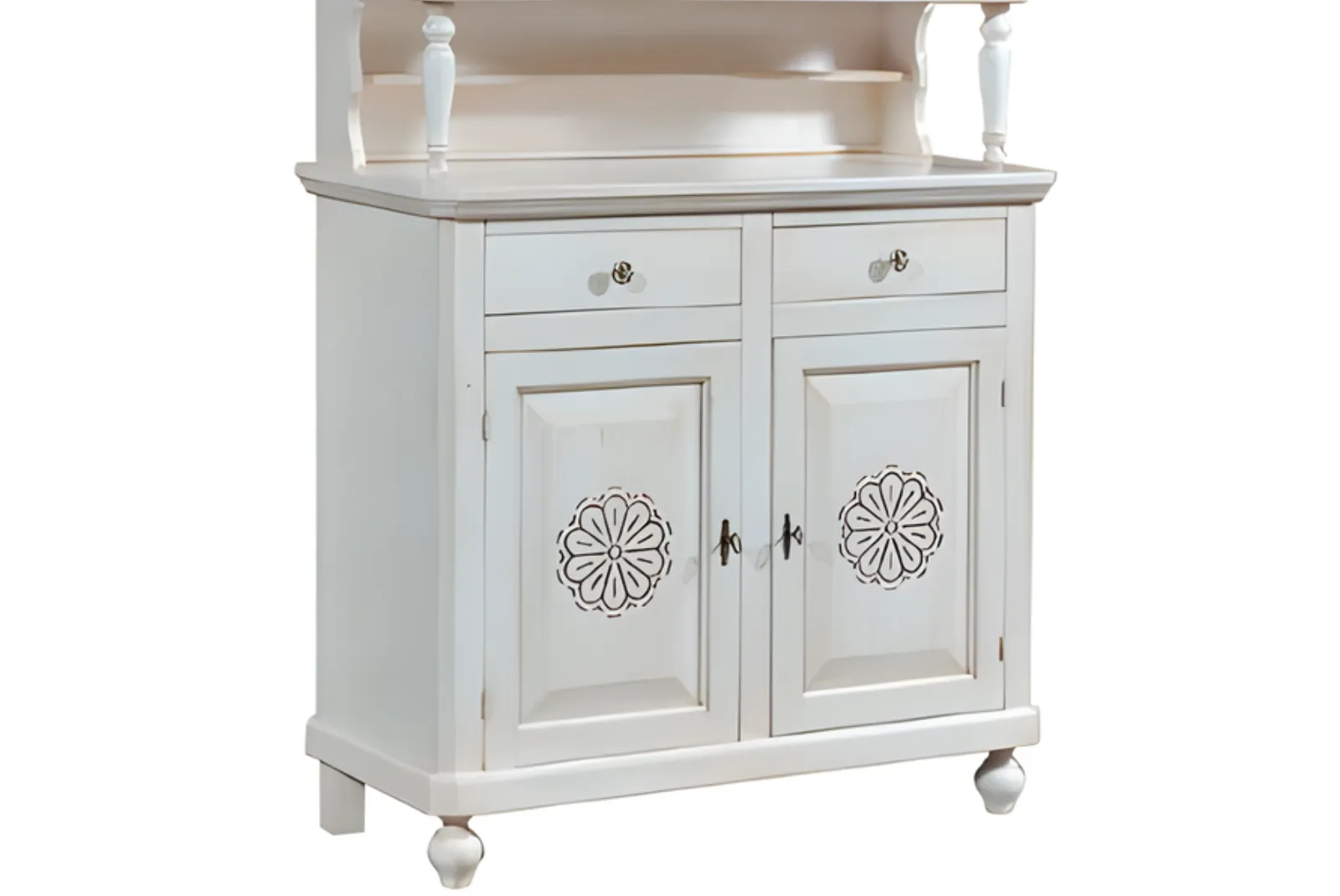 Zoom inferiore Cristalliera 2 porte intagliata Bianco L.113