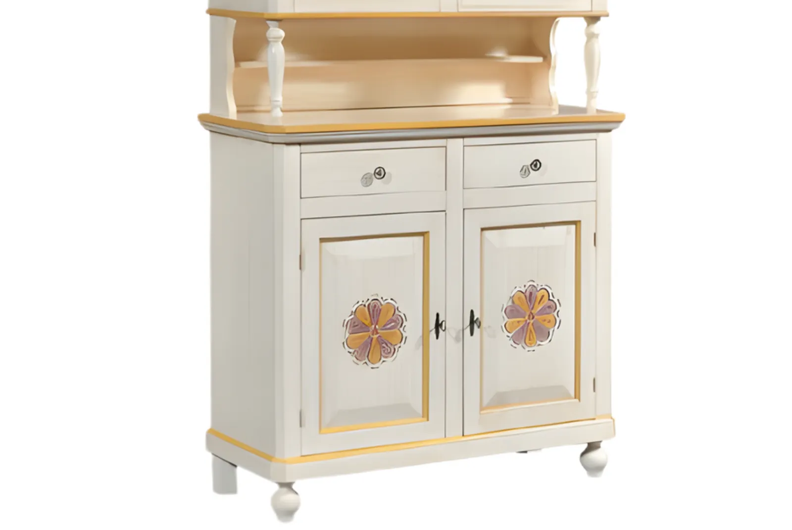 Zoom inferiore Cristalliera 2 porte intagliata L.113