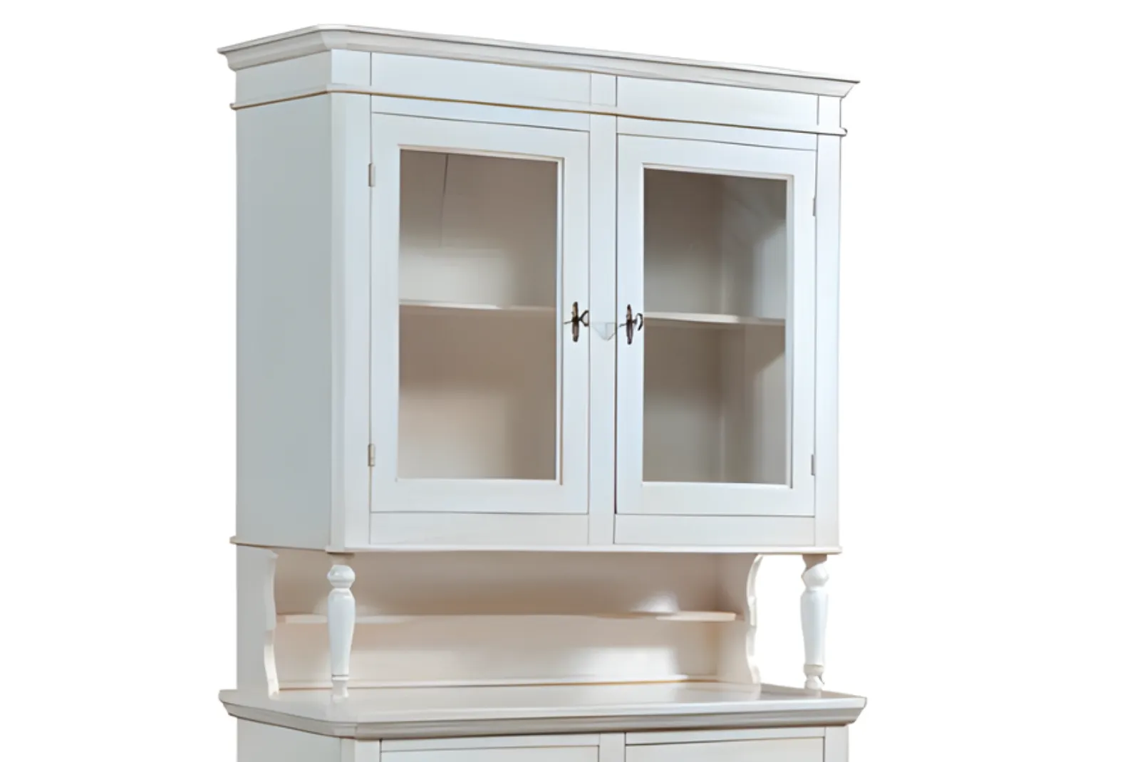 Zoom superiore Cristalliera 2 porte intagliata Bianco L.113