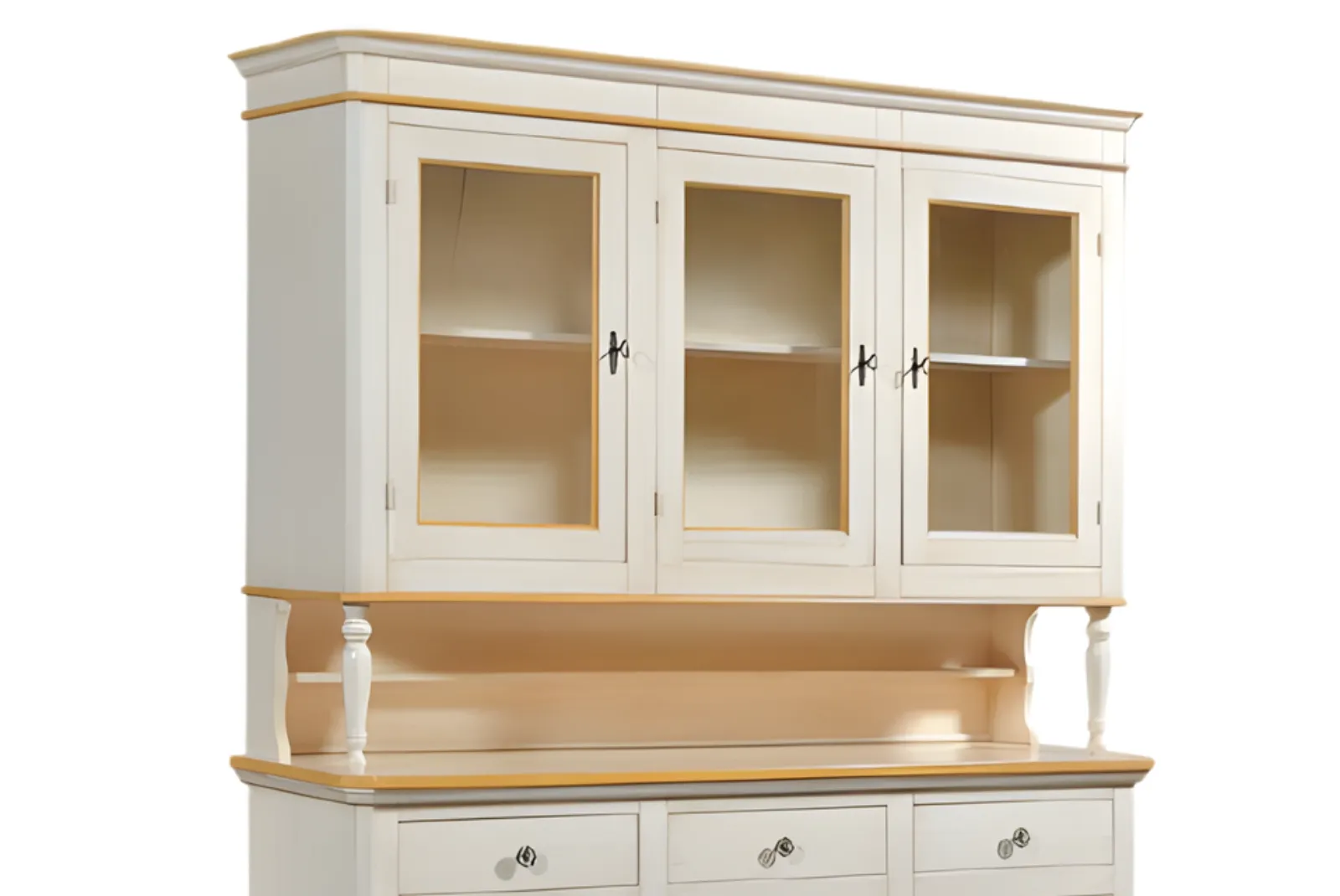 Zoom superiore Cristalliera 3 porte intagliata L.158