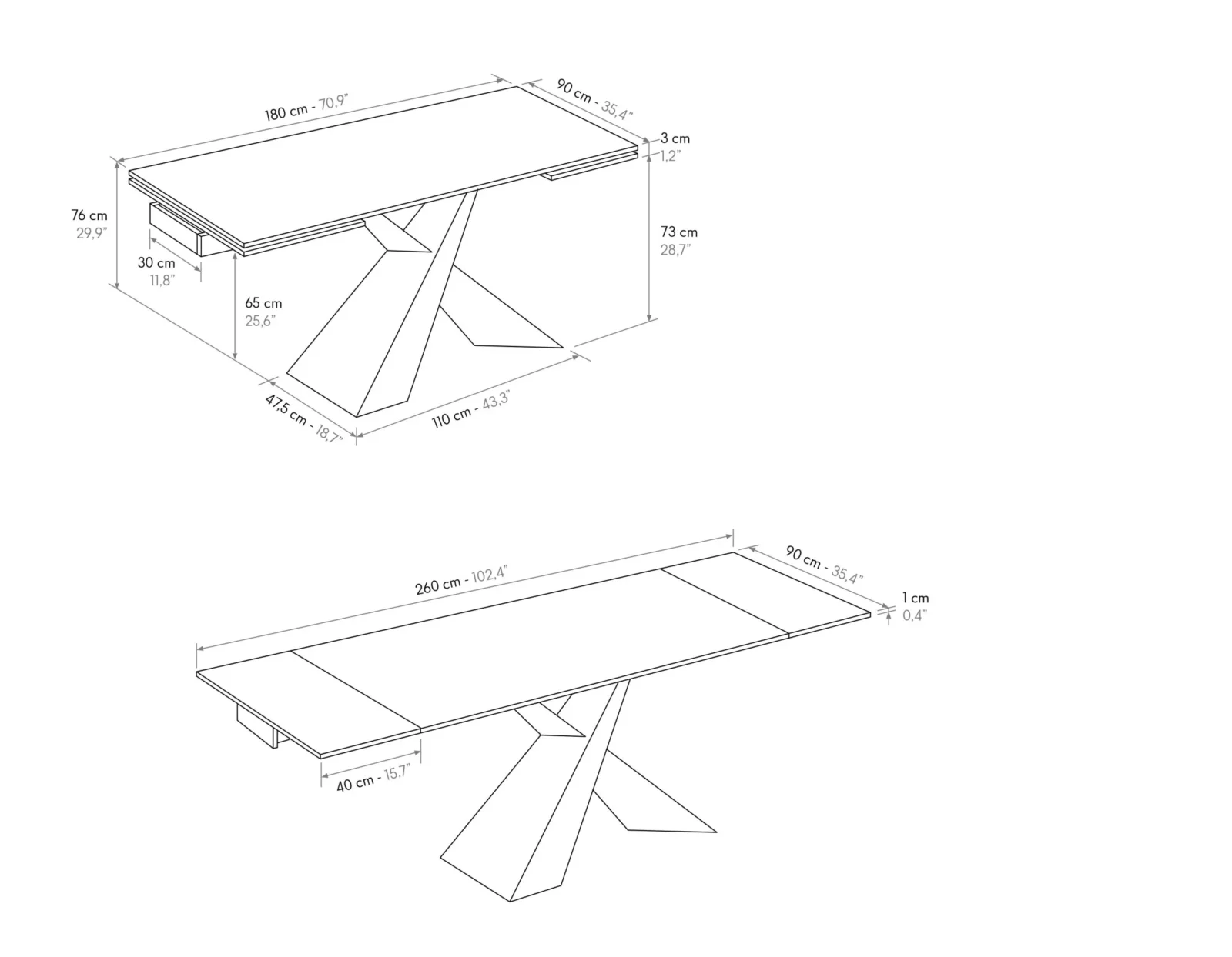 Tavolo allungabile in ceramica Logan da 180 a 240 a