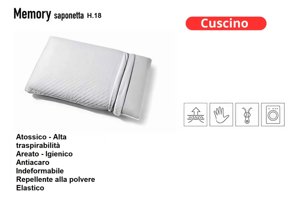 Cuscino Memory Saponetta h.18 Pronta consegna