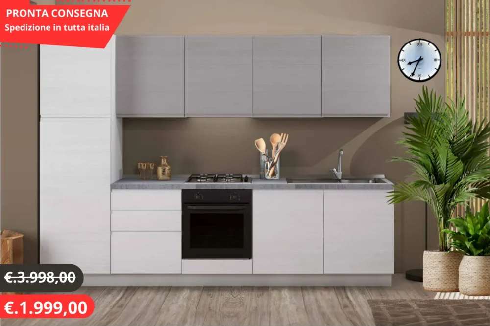 Cucina Noemi 300 Bianco e Grigio