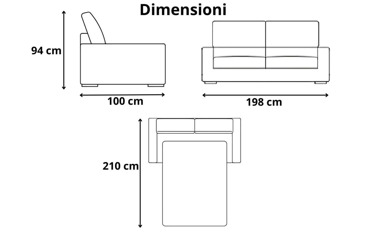 DIMENSIONI DIVANO LETTO