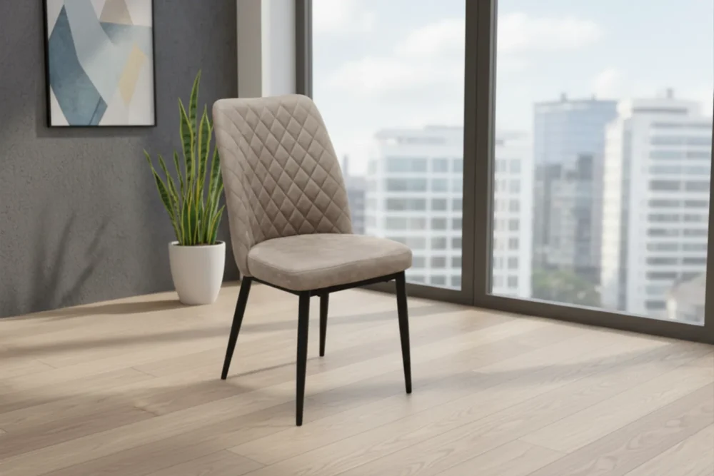 Sedia Tufy in microfibra vintage Tortora