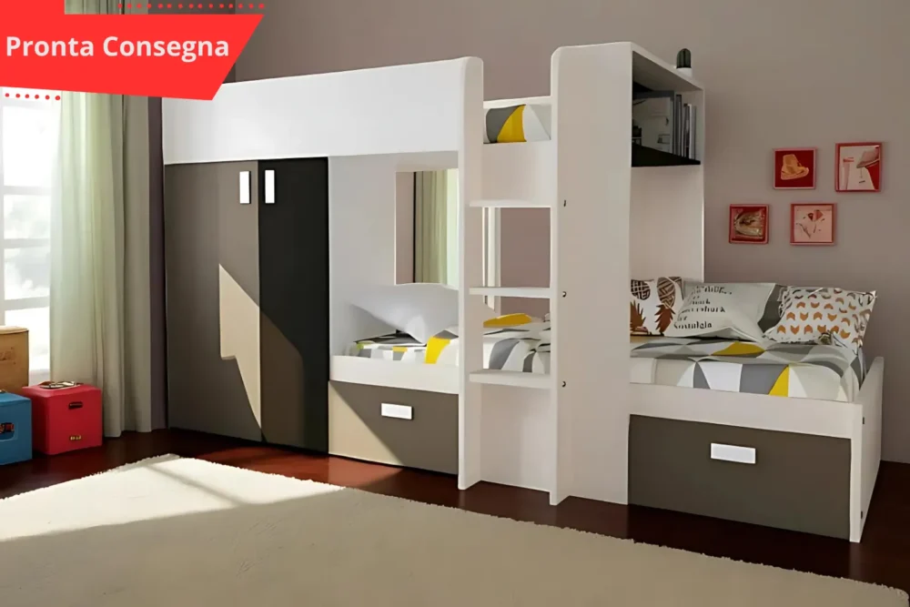 Letto a castello reversibile marrone