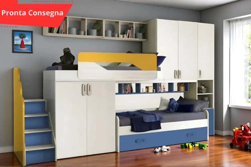 Cameretta soppalco 3Letti kiri giallo