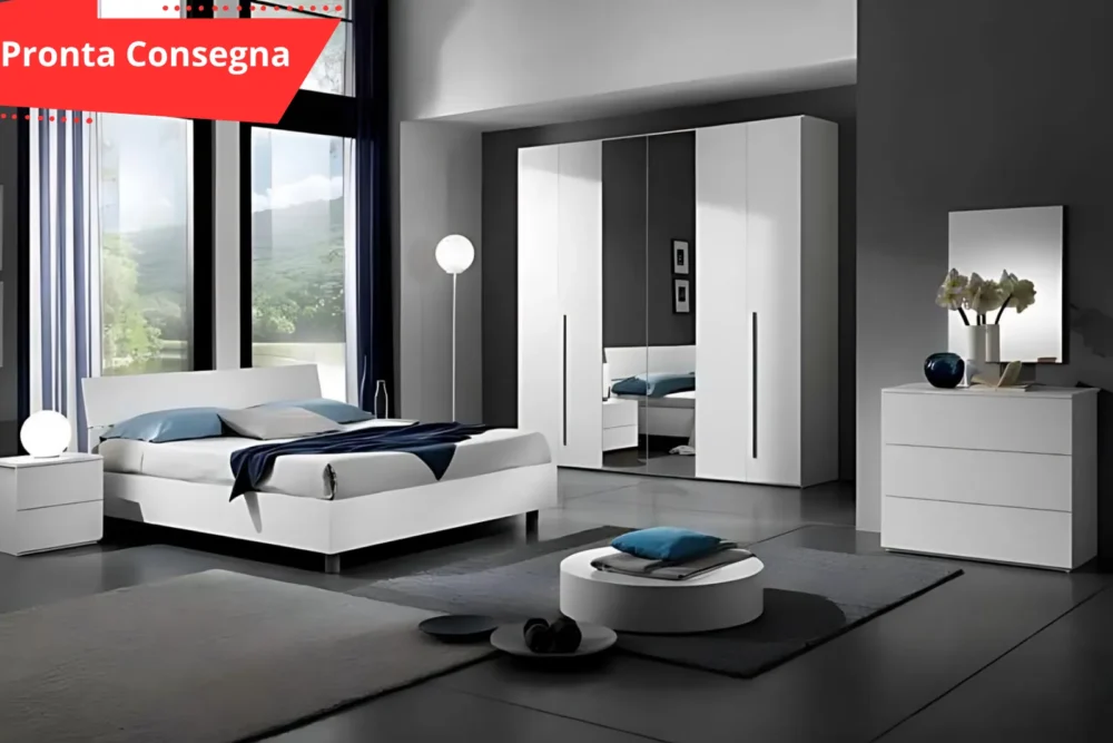 Camera letto Roberta Bianco Battente con specchi Pronta consegna