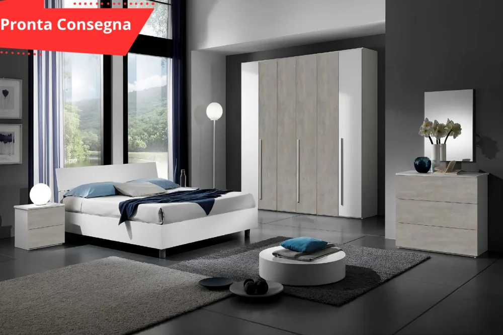 Camera letto Roberta Cemento Battente Pronta consegna