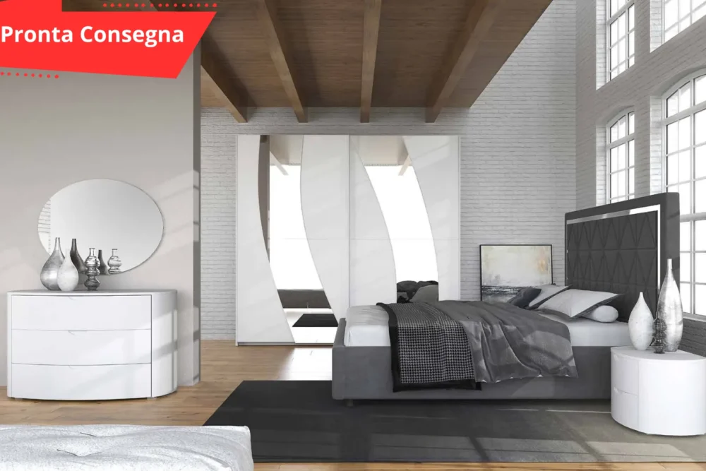 Camera letto con contenitore Aiko Bianca Pronta consegna