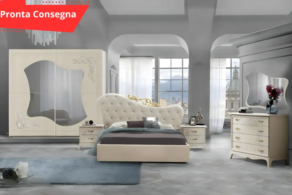 Camera letto con contenitore Charlotte Avorio Pronta consegna