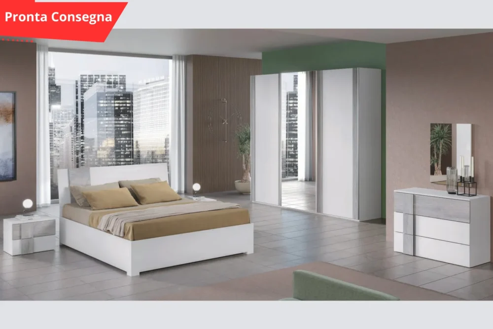 Camera letto Divina Bianco Frassino - Grigio