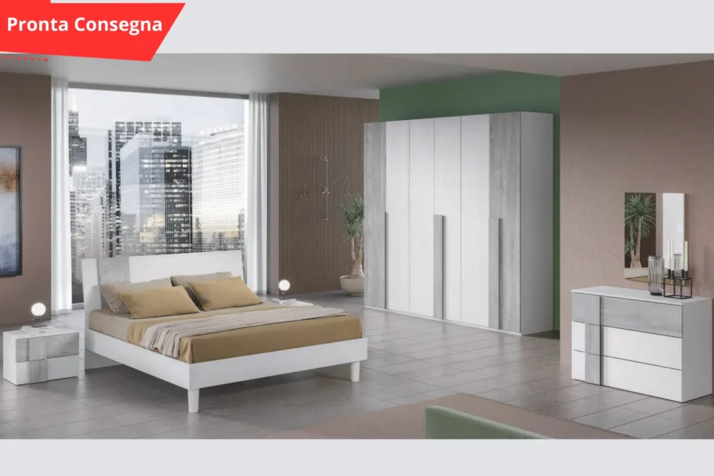 Camera letto Zen Bianco Frassino - Grigio