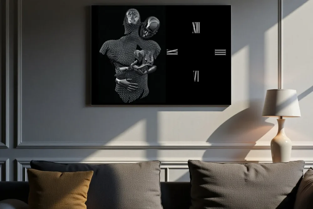 Orologio Quadro Agape Silver - Stampa in vetro temper