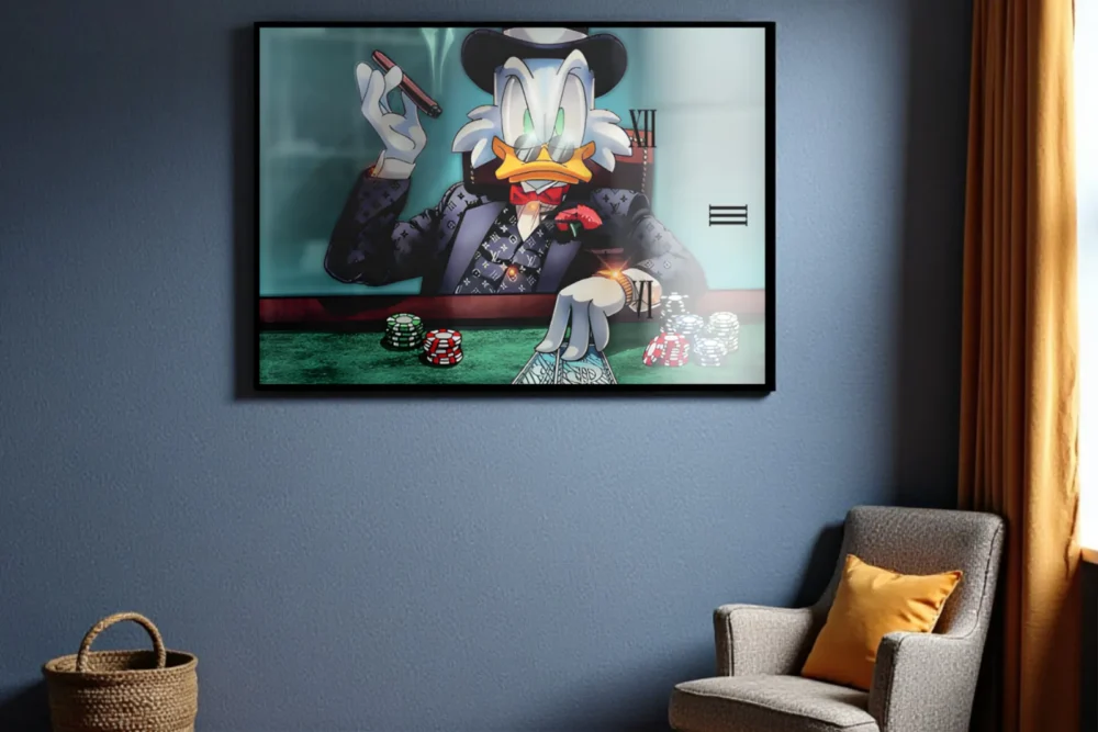 Orologio Quadro Blu Paperone - Stampa in vetro